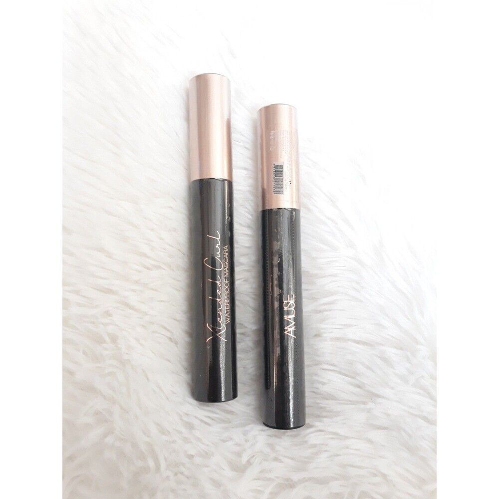 2 - AMUSE Xtended Curl Waterproof Mascara "INTENSE BLACK" 0.32 oz - SEALED!!!